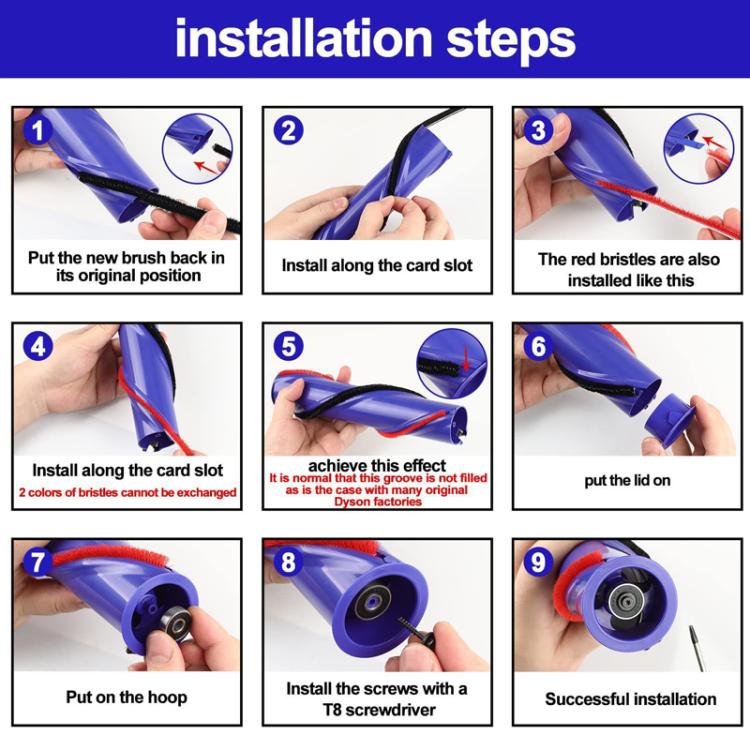 1set 674 Thin Rolling Brush Plush Strips For Dyson Vacuum Cleaner V7 / V8 / V10 / V11 Direct Drive Brush Head by bashfashion