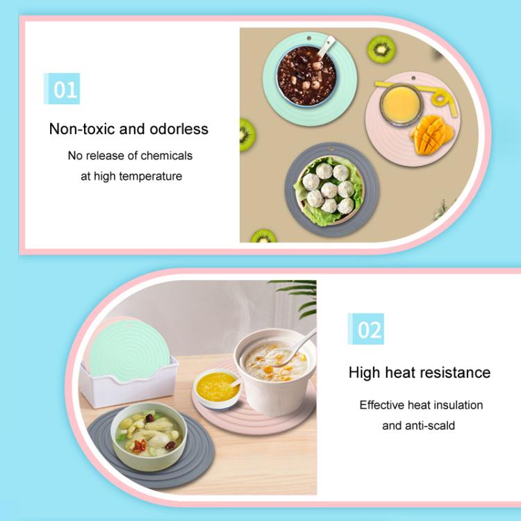 Food Grade Silicone Round Heat Insulation Mat Kitchen Anti-Scald And Anti-Slip Placemat(Pink) by bashfashion