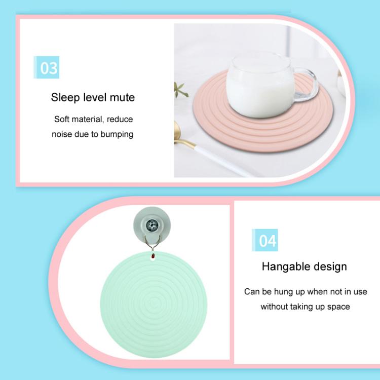Food Grade Silicone Round Heat Insulation Mat Kitchen Anti-Scald And Anti-Slip Placemat(Pink) by bashfashion