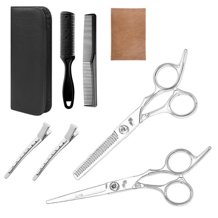 Stainless Steel Haircutting Scissors Set Hair Cutting Tools, Spec: 8-in-1 by bashfashion