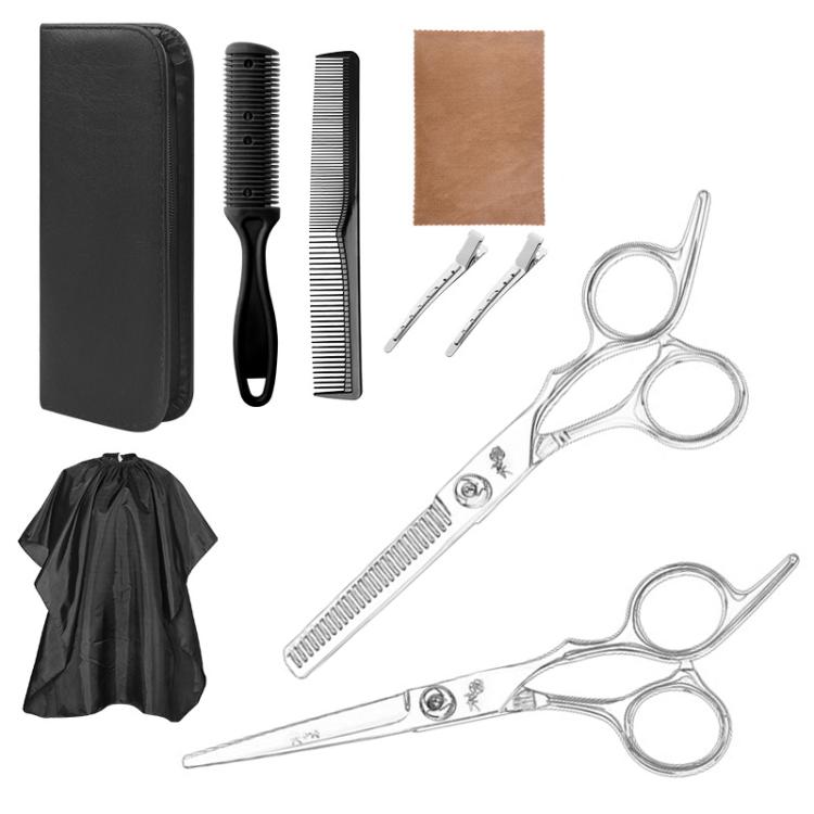 Stainless Steel Haircutting Scissors Set Hair Cutting Tools, Spec: 9-in-1 by bashfashion
