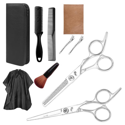 Stainless Steel Haircutting Scissors Set Hair Cutting Tools, Spec: 10-in-1 by bashfashion