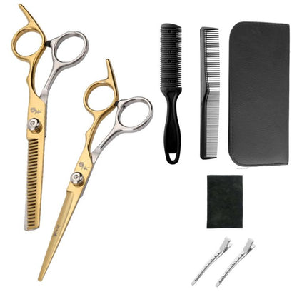 Stainless Steel Haircutting Scissors Set Hair Cutting Tools, Spec: 8-in-1 Half-gold by bashfashion
