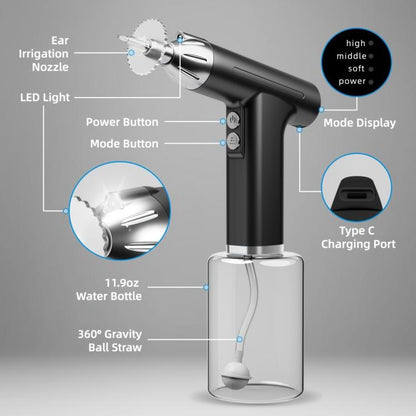 LED Light Low-noise and High-endurance Ear Cleaner Rechargeable Earwax Remover(Black) by bashfashion