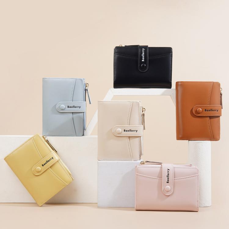 Baellerry N3256 Women Short Wallet Simple Bifold Zipper Coin Purse Soft Leather Buckle Money Clip(Black) by Baellerry