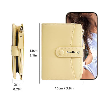 Baellerry N3256 Women Short Wallet Simple Bifold Zipper Coin Purse Soft Leather Buckle Money Clip(Blue) by Baellerry