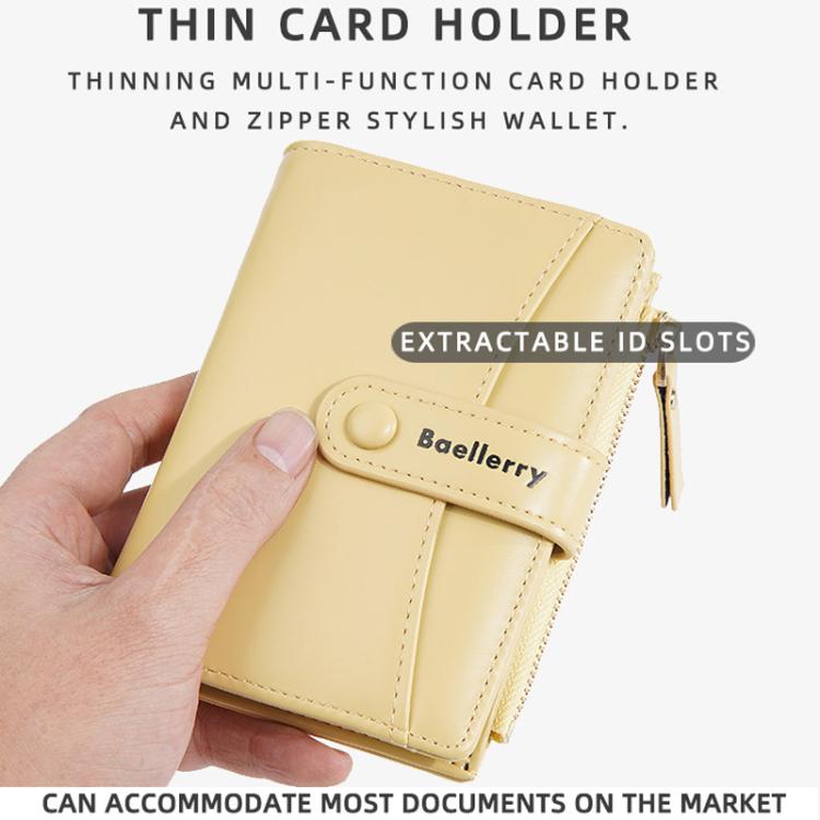 Baellerry N3256 Women Short Wallet Simple Bifold Zipper Coin Purse Soft Leather Buckle Money Clip(Black) by Baellerry