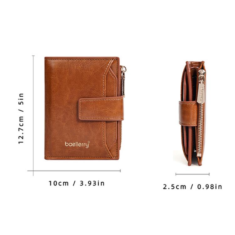 Baellerry N5122 Women Short Wallet Oil Waxed Leather Zipper Clasp Coin Purse(Green) by Baellerry