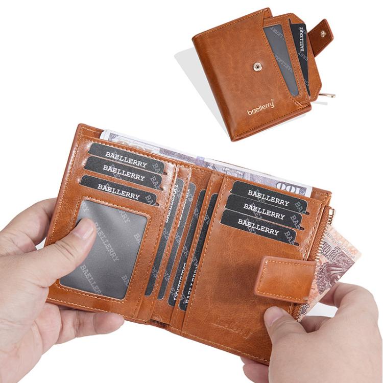 Baellerry N5122 Women Short Wallet Oil Waxed Leather Zipper Clasp Coin Purse(Pink) by Baellerry