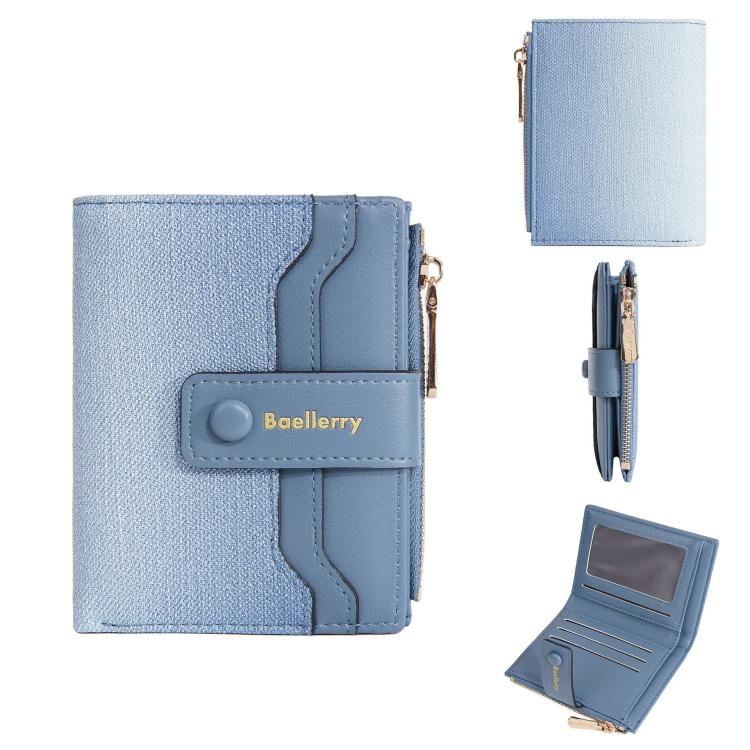 Baellerry NR118 Women Short Wallet Gradient Color Multi Card Zipper Coin Purse(Light Blue) by Baellerry
