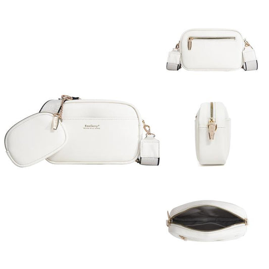 Baellerry N8938 Ladies PU Small Square Bag Large Capacity Crossbody Bag(White) by Baellerry