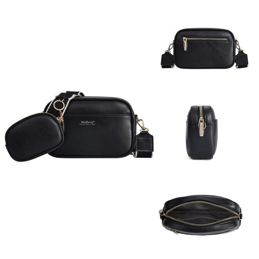 Baellerry N8938 Ladies PU Small Square Bag Large Capacity Crossbody Bag(Black) by Baellerry