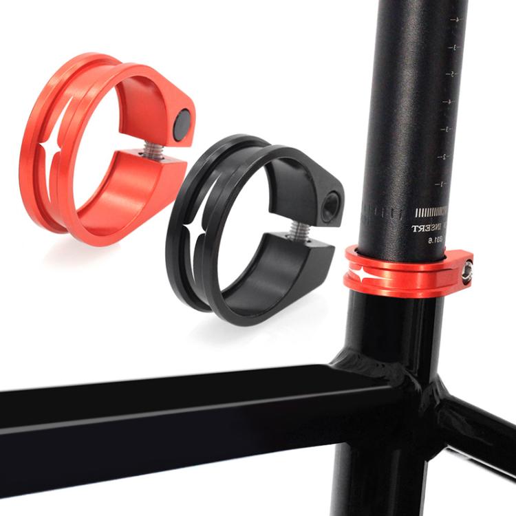 Mountain Road Bicycle Aluminum Locking Seatpost Clamps Seatpost Clamp Ring Fittings(31.8mm Red) by bashfashion