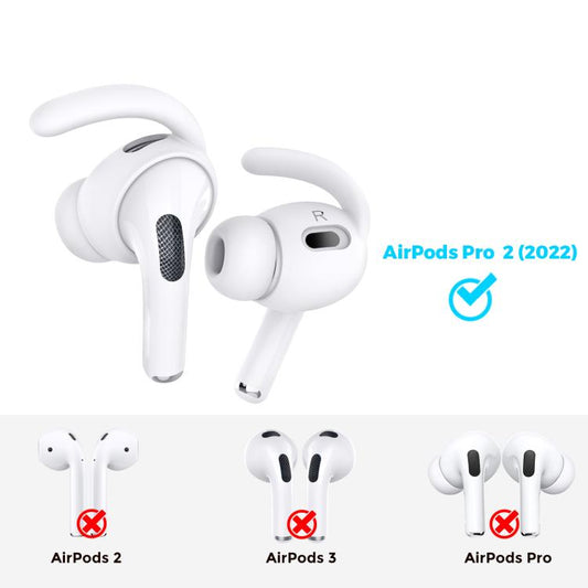 For AirPods Pro 2 AhaStyle PT189 1pair Ear Caps Silicone Anti-Lost and Non-Slip Ear Hooks(White Large) by AhaStyle