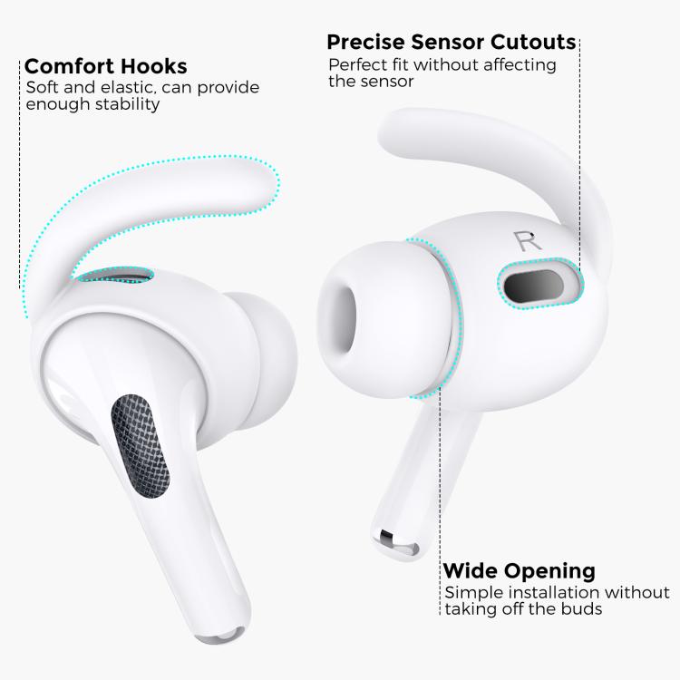 For AirPods Pro 2 AhaStyle PT189 1pair Ear Caps Silicone Anti-Lost and Non-Slip Ear Hooks(White Small) by AhaStyle