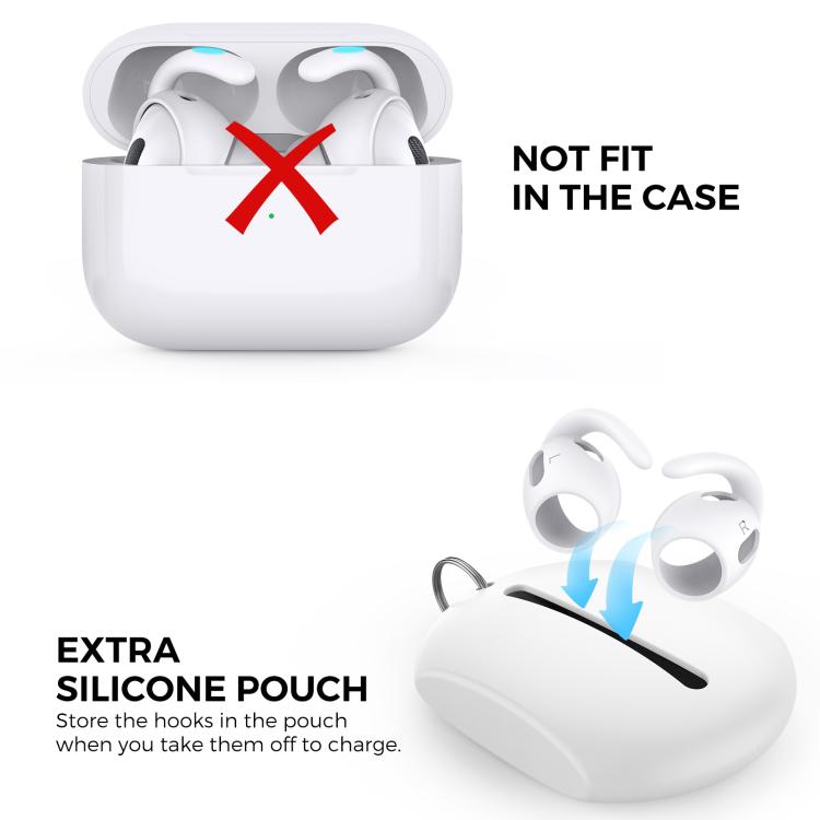 For AirPods Pro 2 AhaStyle PT189 1pair Ear Caps Silicone Anti-Lost and Non-Slip Ear Hooks(White Large) by AhaStyle