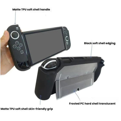 For Nintendo Switch OLED / Joy-Con 2 In 1 Protective Case TPU Cover Support(Translucent) by bashfashion