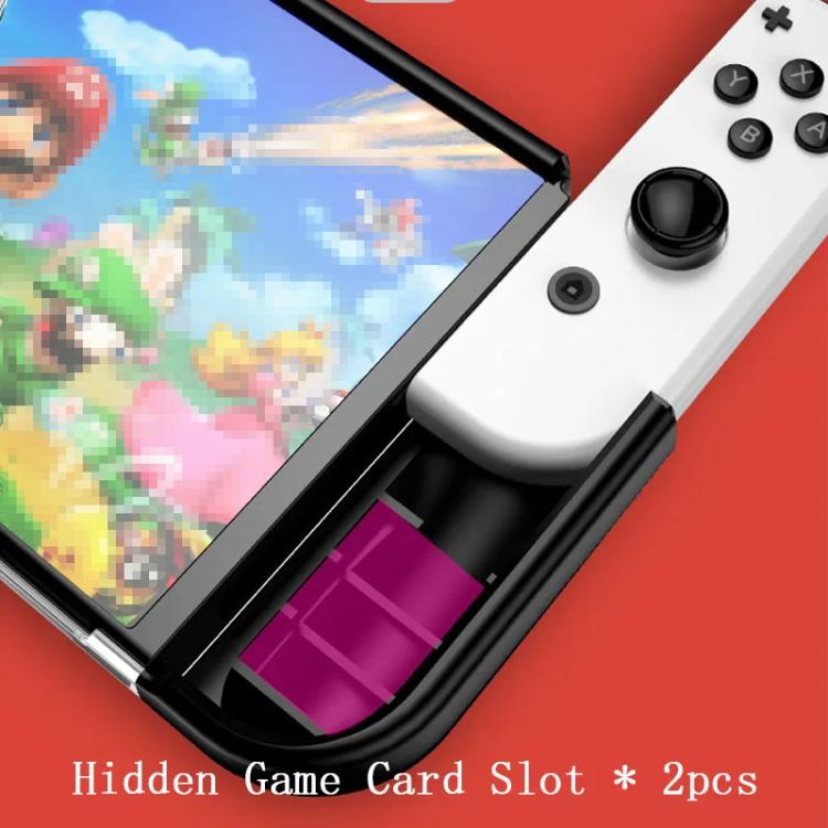 For Switch OLED Console TPU Protective Cover Integrated Shell With 2 Game Card Slots(Black) by bashfashion