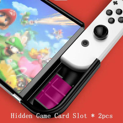 For Switch OLED Console TPU Protective Cover Integrated Shell With 2 Game Card Slots(Black) by bashfashion