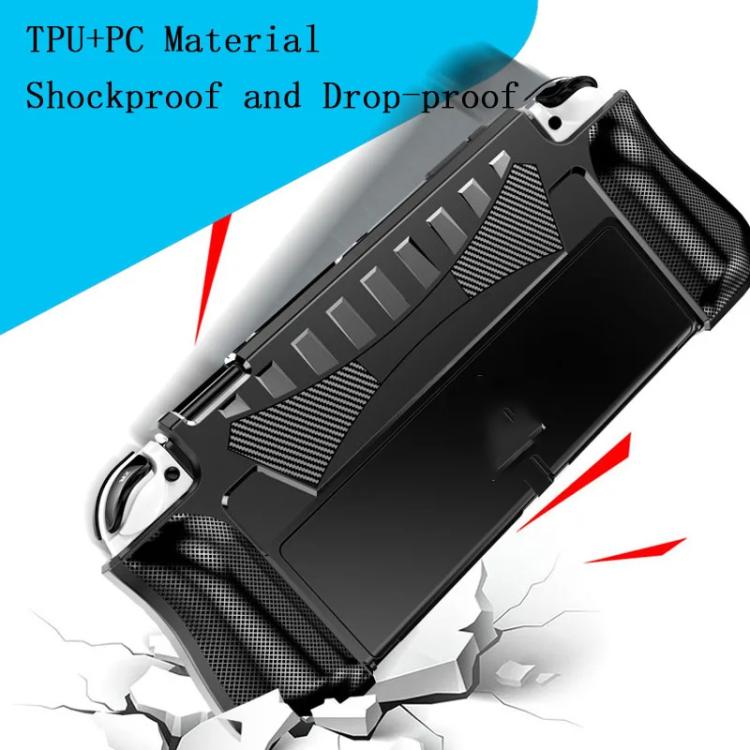 For Switch OLED Console TPU Protective Cover Integrated Shell With 2 Game Card Slots(Black) by bashfashion