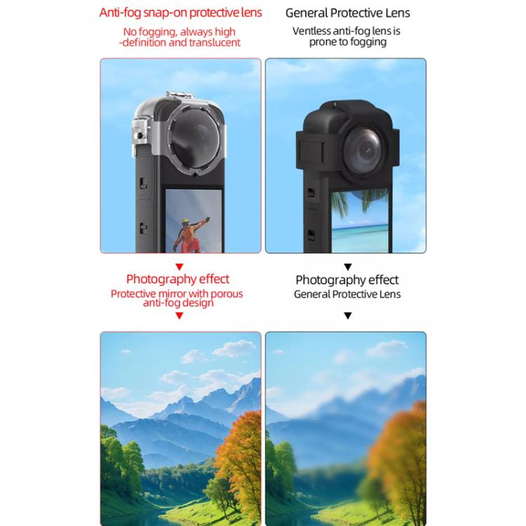 For Insta360 X4 HEPAIL AC37 Lens Anti-fog Snap-on Protective Mirror Front and Rear Lens Protectors by HEPAIL