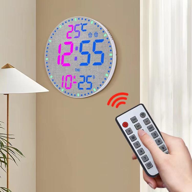 11.6-Inch RGB Wall Clock With Remote Control Multi-Functional Alarm Clock White+Cloth by bashfashion