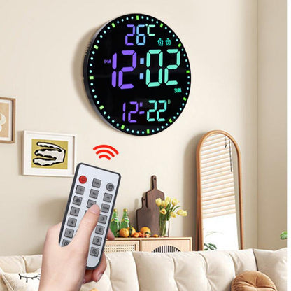 11.6-Inch RGB Wall Clock With Remote Control Multi-Functional Alarm Clock Black+Black by bashfashion