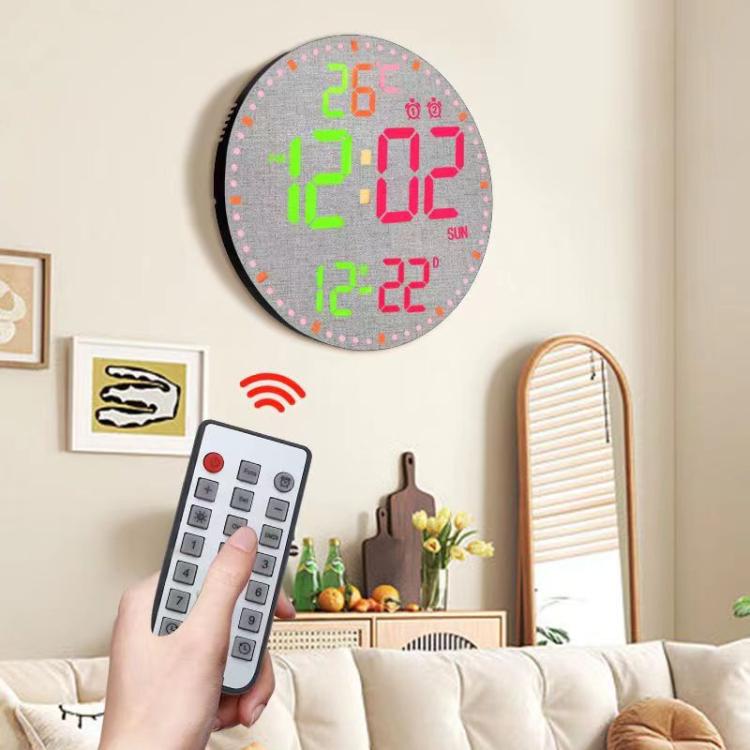 11.6-Inch RGB Wall Clock With Remote Control Multi-Functional Alarm Clock Black+Cloth by bashfashion