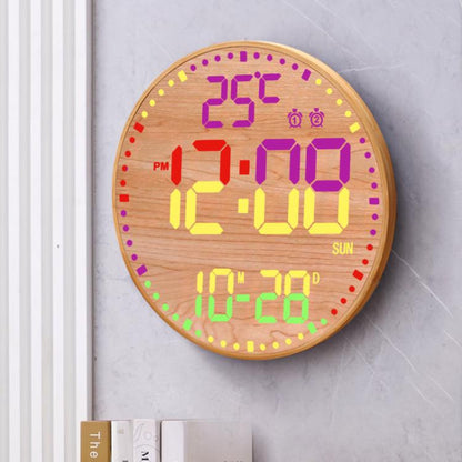 11.6-Inch RGB Wall Clock With Remote Control Multi-Functional Alarm Clock Bamboo+Bamboo by bashfashion