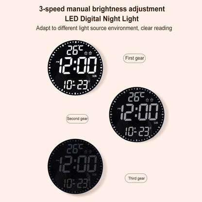 11.6-Inch RGB Wall Clock With Remote Control Multi-Functional Alarm Clock Bamboo+Black by bashfashion