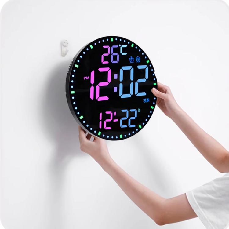11.6-Inch RGB Wall Clock With Remote Control Multi-Functional Alarm Clock Black+Cloth by bashfashion