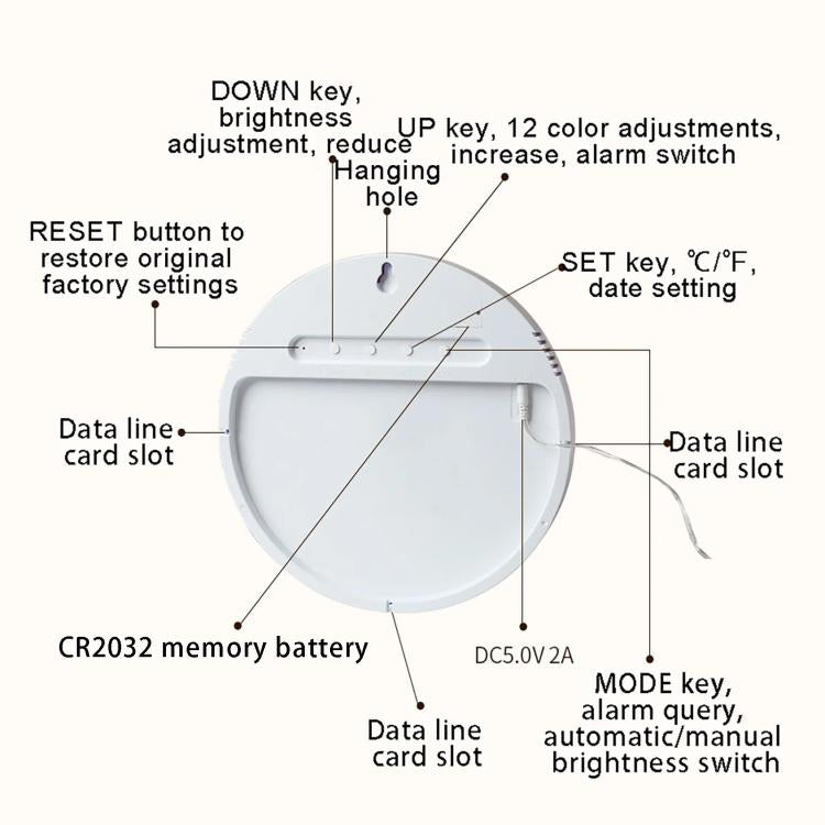 11.6-Inch RGB Wall Clock With Remote Control Multi-Functional Alarm Clock Black+Black by bashfashion