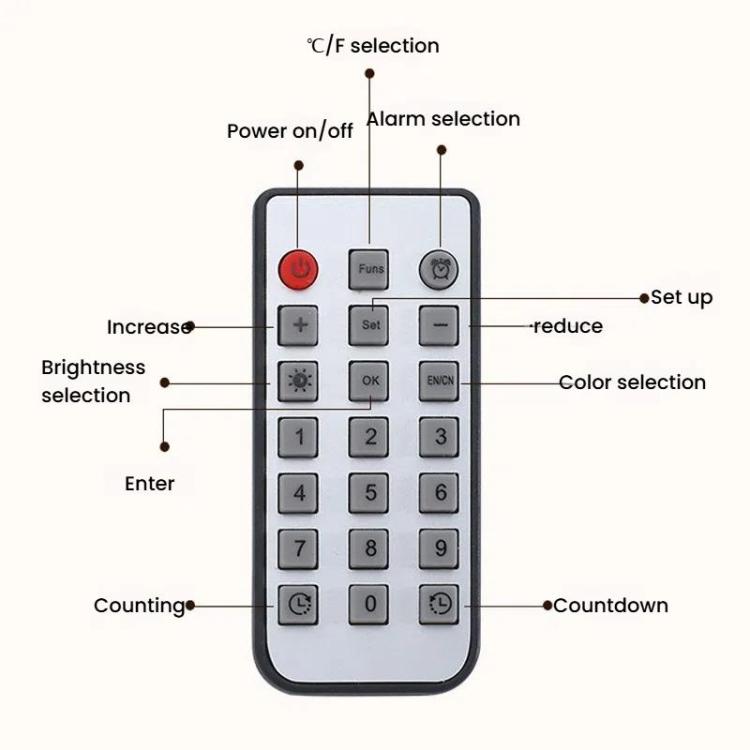 11.6-Inch RGB Wall Clock With Remote Control Multi-Functional Alarm Clock Bamboo+Black by bashfashion