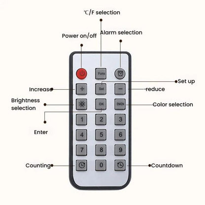 11.6-Inch RGB Wall Clock With Remote Control Multi-Functional Alarm Clock Bamboo+Black by bashfashion