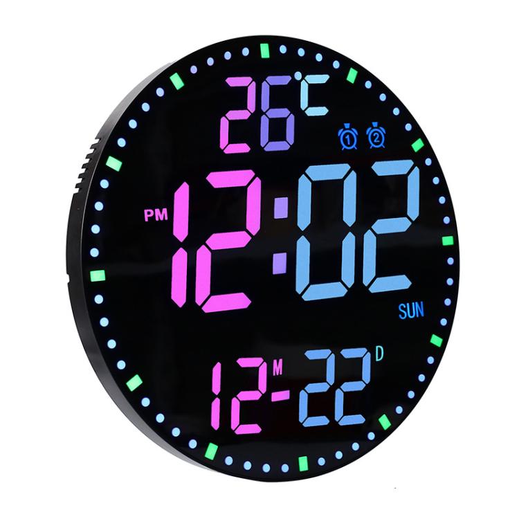 11.6-Inch RGB Wall Clock With Remote Control Multi-Functional Alarm Clock Bamboo+Black by bashfashion
