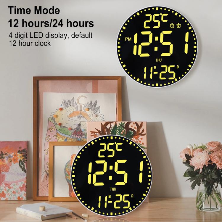 11.6-Inch RGB Wall Clock With Remote Control Multi-Functional Alarm Clock White+Black by bashfashion