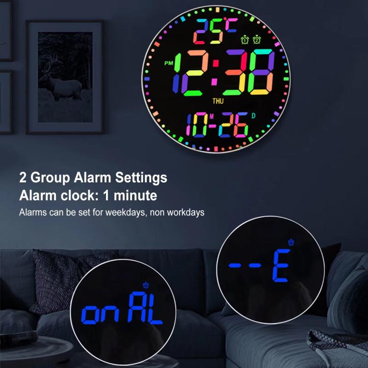 11.6-Inch RGB Wall Clock With Remote Control Multi-Functional Alarm Clock Bamboo+Bamboo by bashfashion
