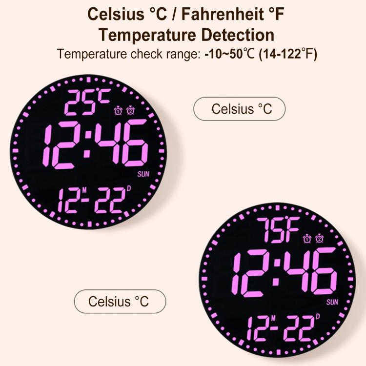 11.6-Inch RGB Wall Clock With Remote Control Multi-Functional Alarm Clock Black+Cloth by bashfashion