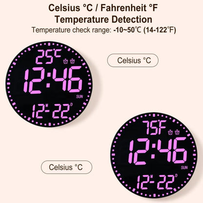 11.6-Inch RGB Wall Clock With Remote Control Multi-Functional Alarm Clock Bamboo+Cloth by bashfashion