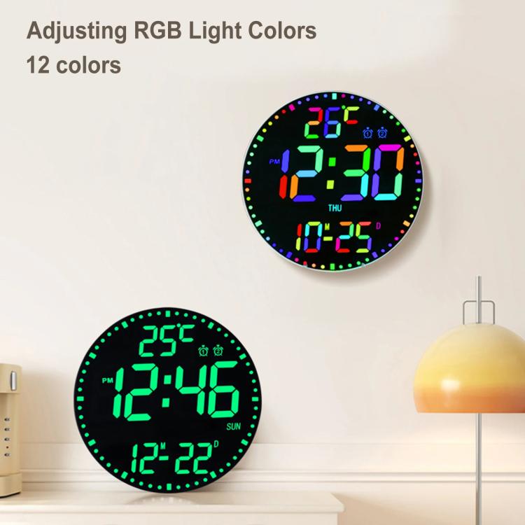 11.6-Inch RGB Wall Clock With Remote Control Multi-Functional Alarm Clock Black+Black by bashfashion