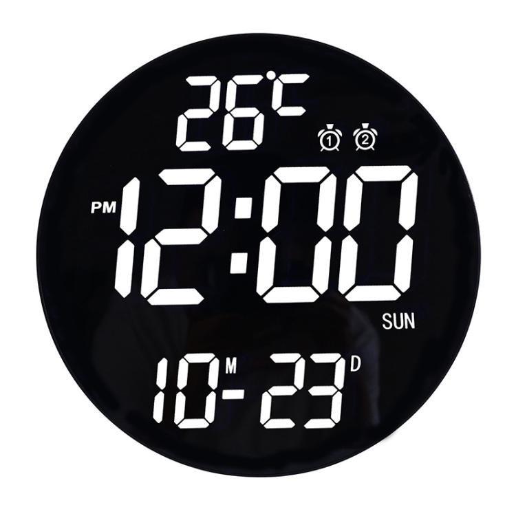 11.6-Inch White Light Wall Clock With Remote Control Multi-Functional Alarm Clock Bamboo+Black by bashfashion