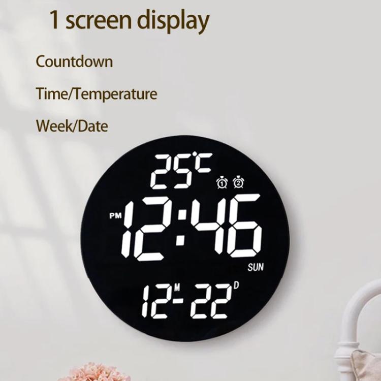 11.6-Inch White Light Wall Clock With Remote Control Multi-Functional Alarm Clock Bamboo+Bamboo by bashfashion