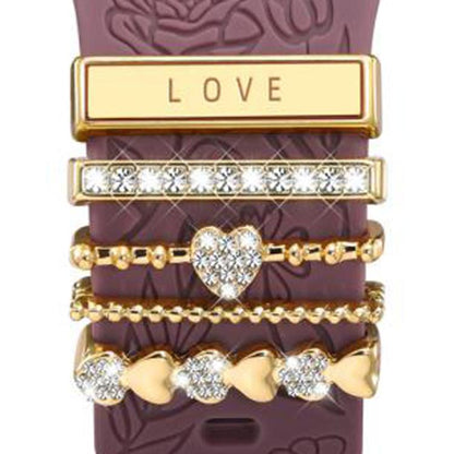 21mm Width Smart Watch Band Decorative Ring Metal Accessories(LOVE Gold) by bashfashion