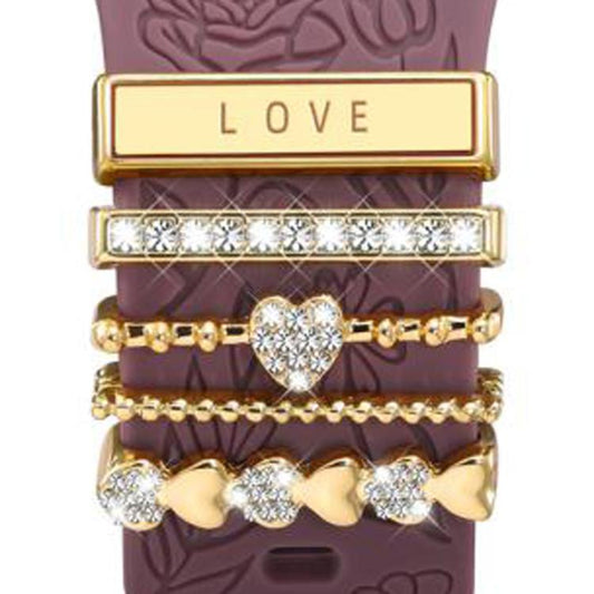 21mm Width Smart Watch Band Decorative Ring Metal Accessories(LOVE Gold) by bashfashion