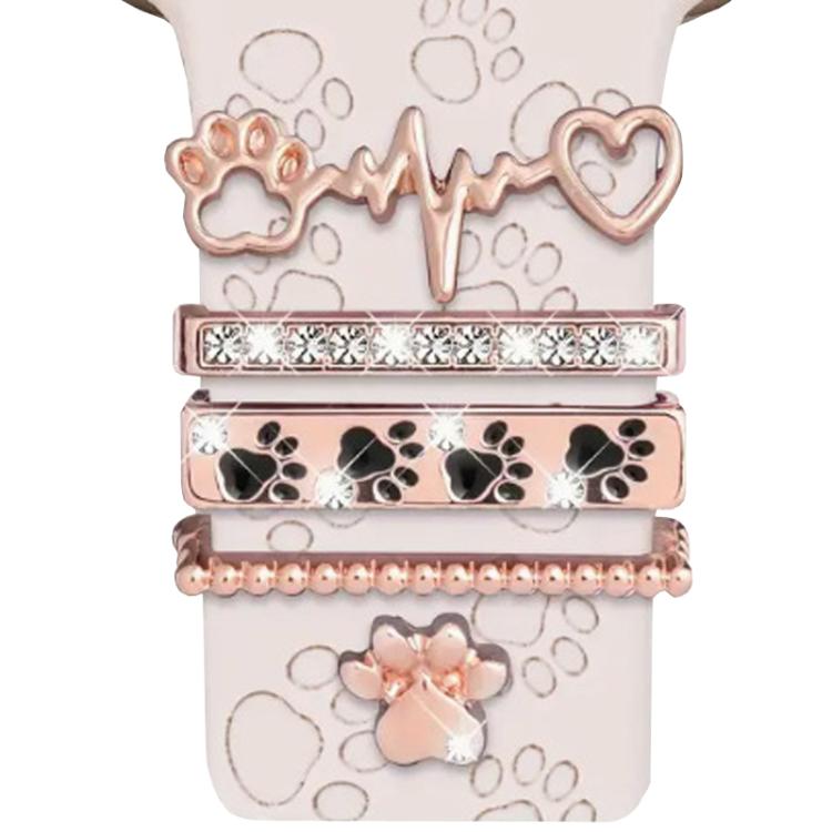 21mm Width Smart Watch Band Decorative Ring Metal Accessories(Dog Paw Rose Gold) by bashfashion