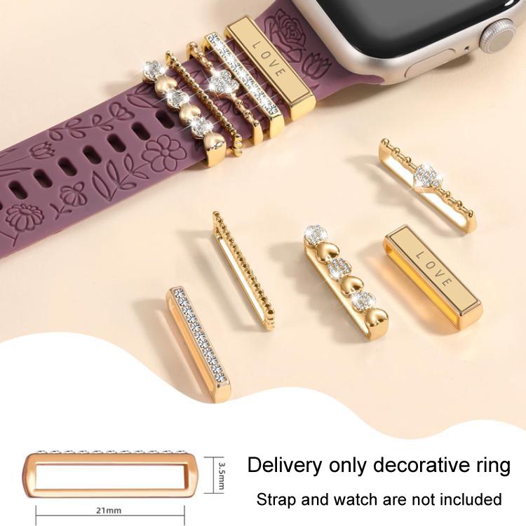 21mm Width Smart Watch Band Decorative Ring Metal Accessories(LOVE Gold) by bashfashion