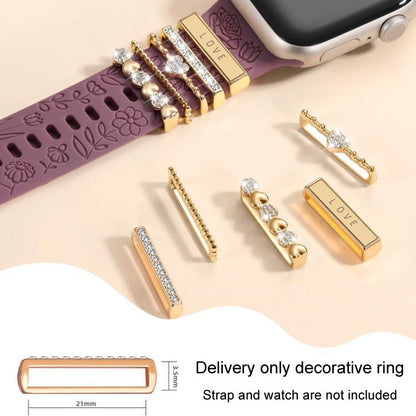 21mm Width Smart Watch Band Decorative Ring Metal Accessories(LOVE Gold) by bashfashion