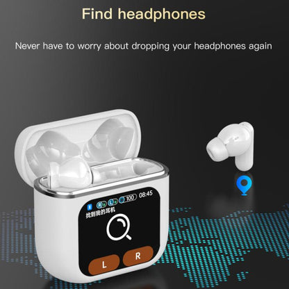 1.9 Inch TFT Full-Color Touchscreen Wireless 5.4 Earbuds ANC+ENC Noise Reduction In-Ear Sports Earphones(White) by bashfashion