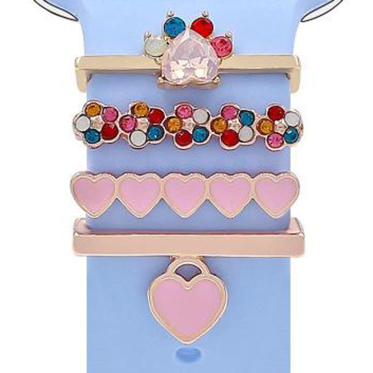 22mm Width Smart Watch Silicone Band Decorative Ring Metal Accessories, Style: Dog Paw Rose Gold by bashfashion