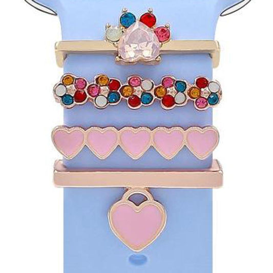 22mm Width Smart Watch Silicone Band Decorative Ring Metal Accessories, Style: Dog Paw Rose Gold by bashfashion